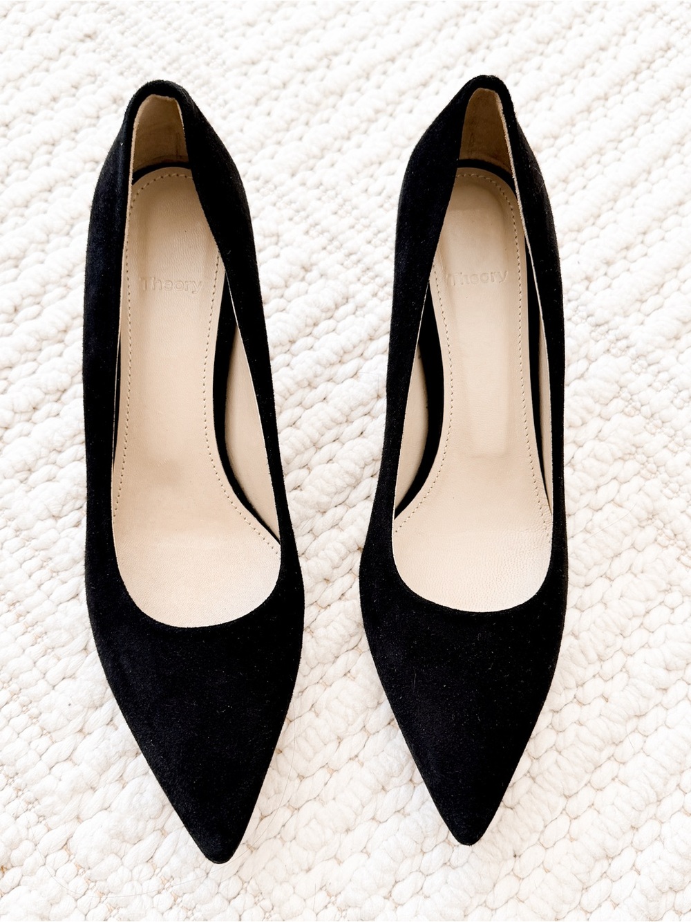 Theory Classic Black Suede Pointed-Toe Women's Pumps Size 39